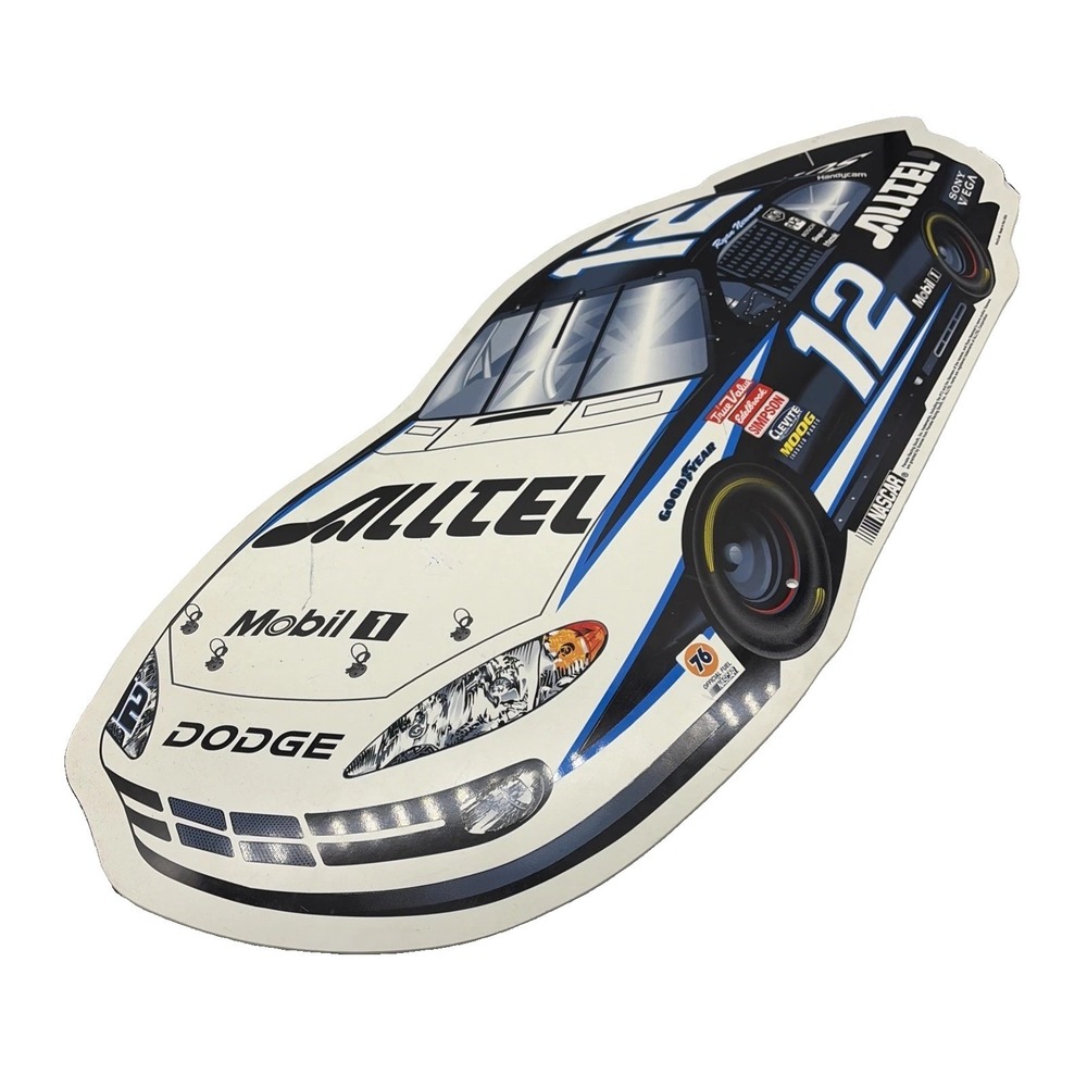 Vtg Ryan Newman #12 Alltel Dodge NASCAR 34" Die-Cut Plastic Garage Sign - Picture 1 of 6